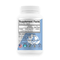 EcoIntegratives Folate label close-up, highlighting 5000 mcg folic acid.