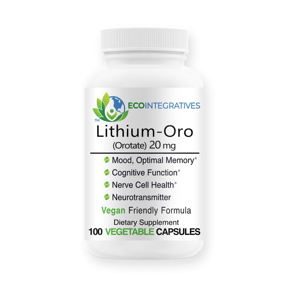 EcoIntegratives Lithium Orotate bottle with capsules for daily mood support.