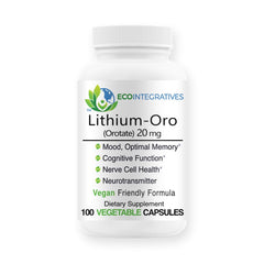 EcoIntegratives Lithium Orotate bottle with capsules for daily mood support.