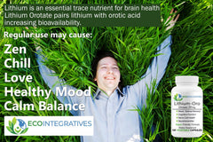 EcoIntegratives Lithium Orotate packaging with 100 capsules for daily use.