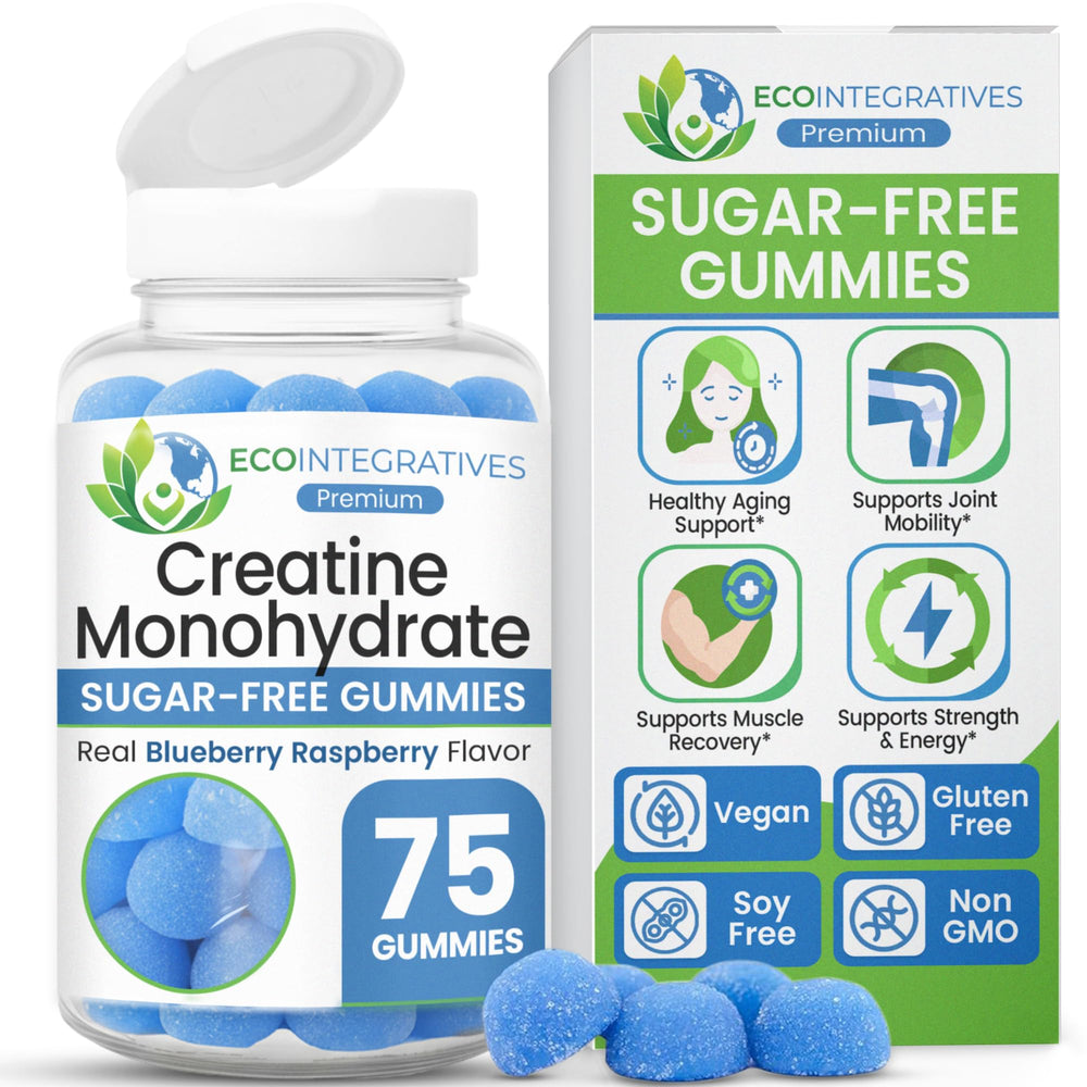 EcoIntegratives Sugar-Free Creatine Gummies bottle front showing energy support.