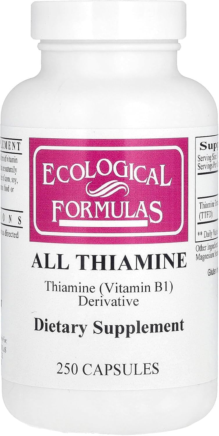 Ecological Formulas Allithiamine bottle front view for daily vitamin B1 support.