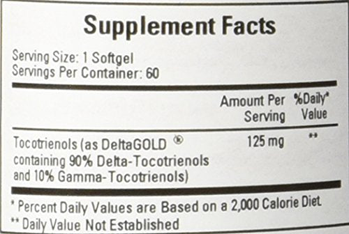 Close-up of Ecological Formulas Annatto Tocotrienols 60 gels for easy daily dosing