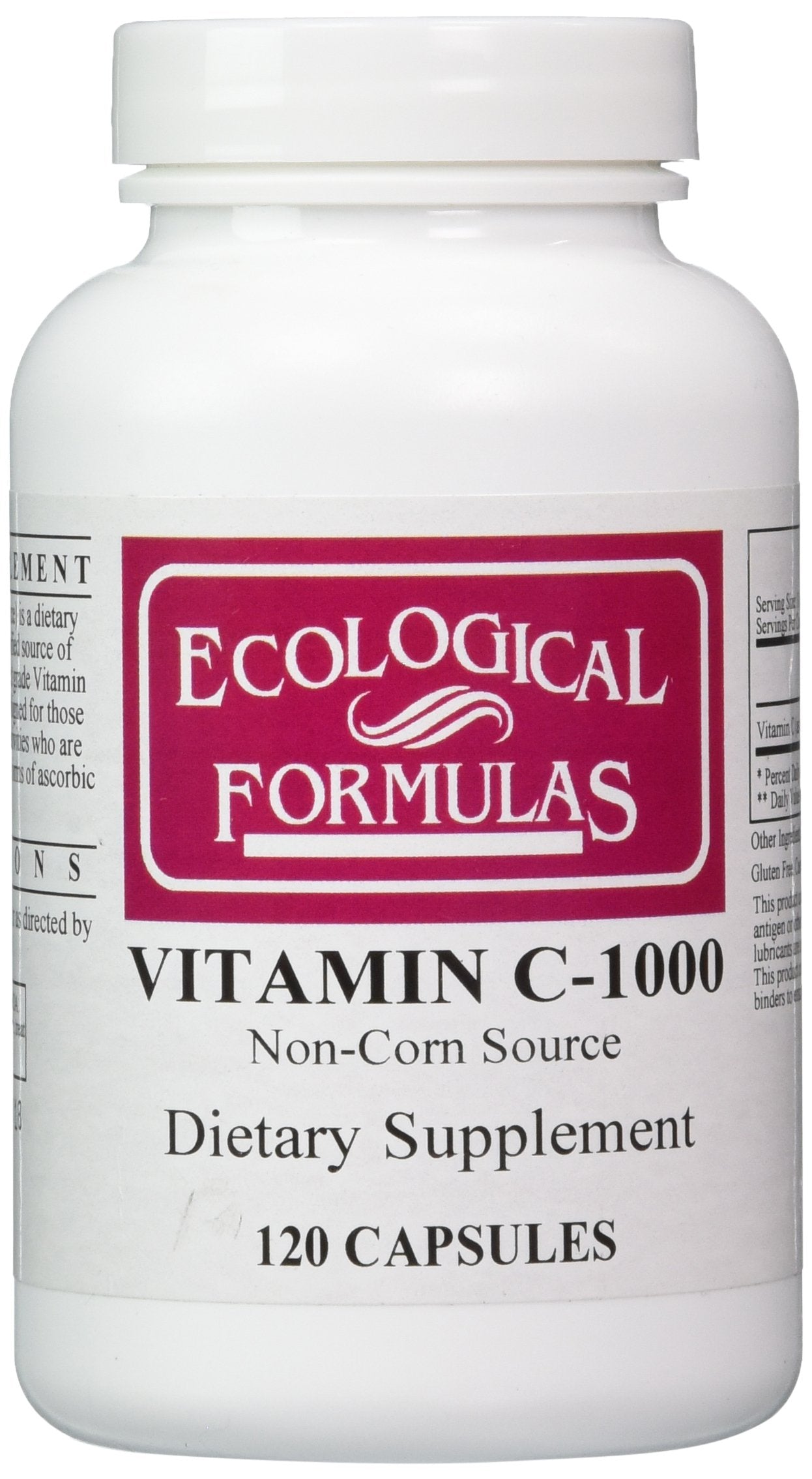 Ecological Formulas Cardiovascular Vitamin C-1000 capsules front view for daily wellness.
