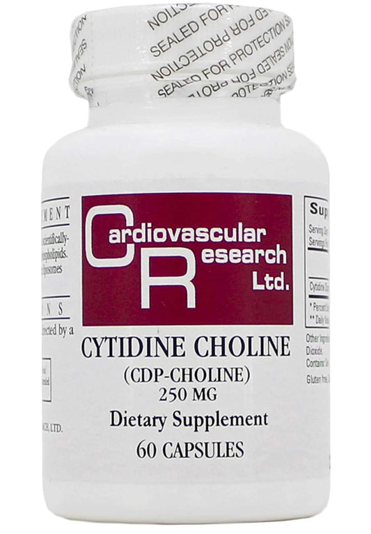 Ecological Formulas Cytidine Choline 250 mg bottle with capsules, ideal for daily supplementation.
