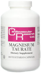 Ecological Formulas magnesium taurate bottle 125 mg, 180 capsules, daily supplement.