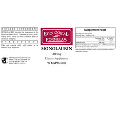 Ecological Formulas Monolaurin capsules close-up, suitable for daily use and routine consistency