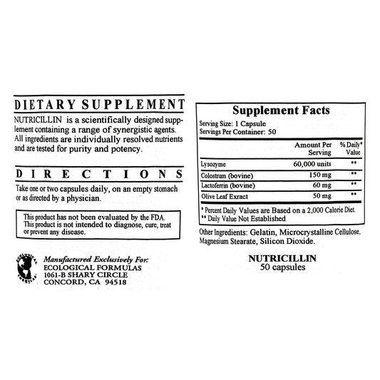 Ecological Formulas Nutricillin 3-pack box shown for value and convenient supplementation.
