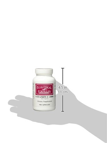 Ecological Formulas Vitamin C-1000 capsules close-up shows tapioca-based base for easy dosing.