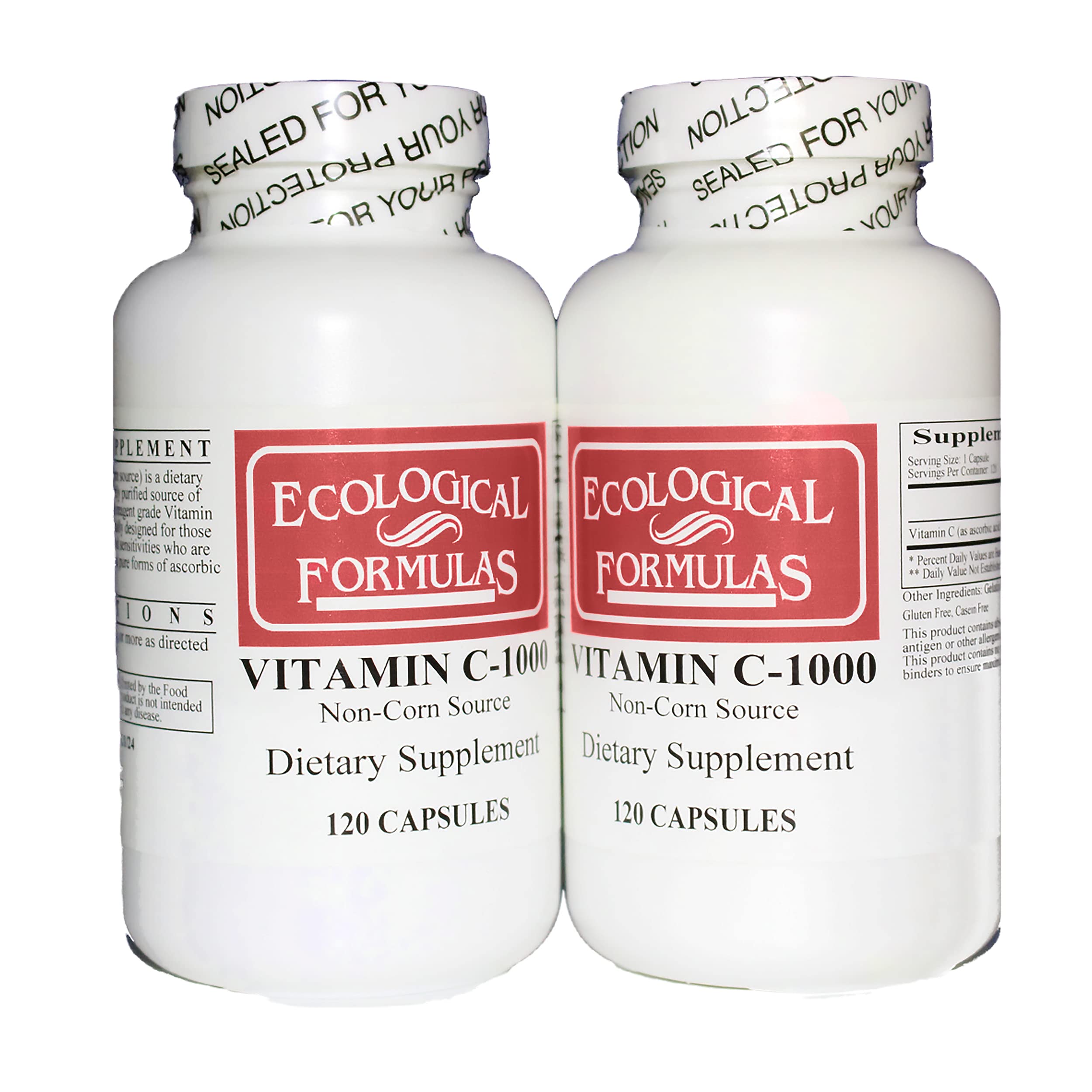 Ecological Formulas Vitamin C tapioca 2-pack bottle front—tapioca-based formula for sensitive stomachs.