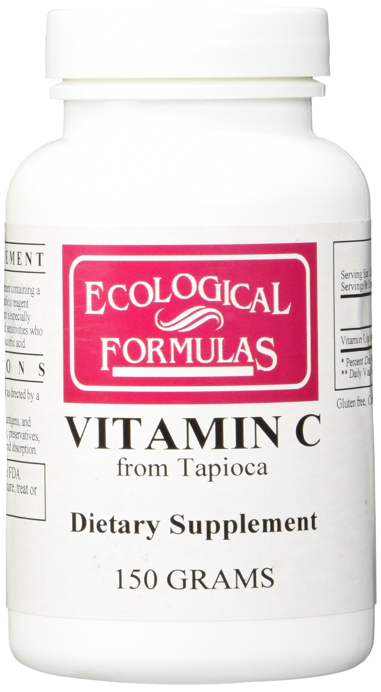 Ecological Formulas Vitamin C Tapioca powder jar for daily, high-purity vitamin C.