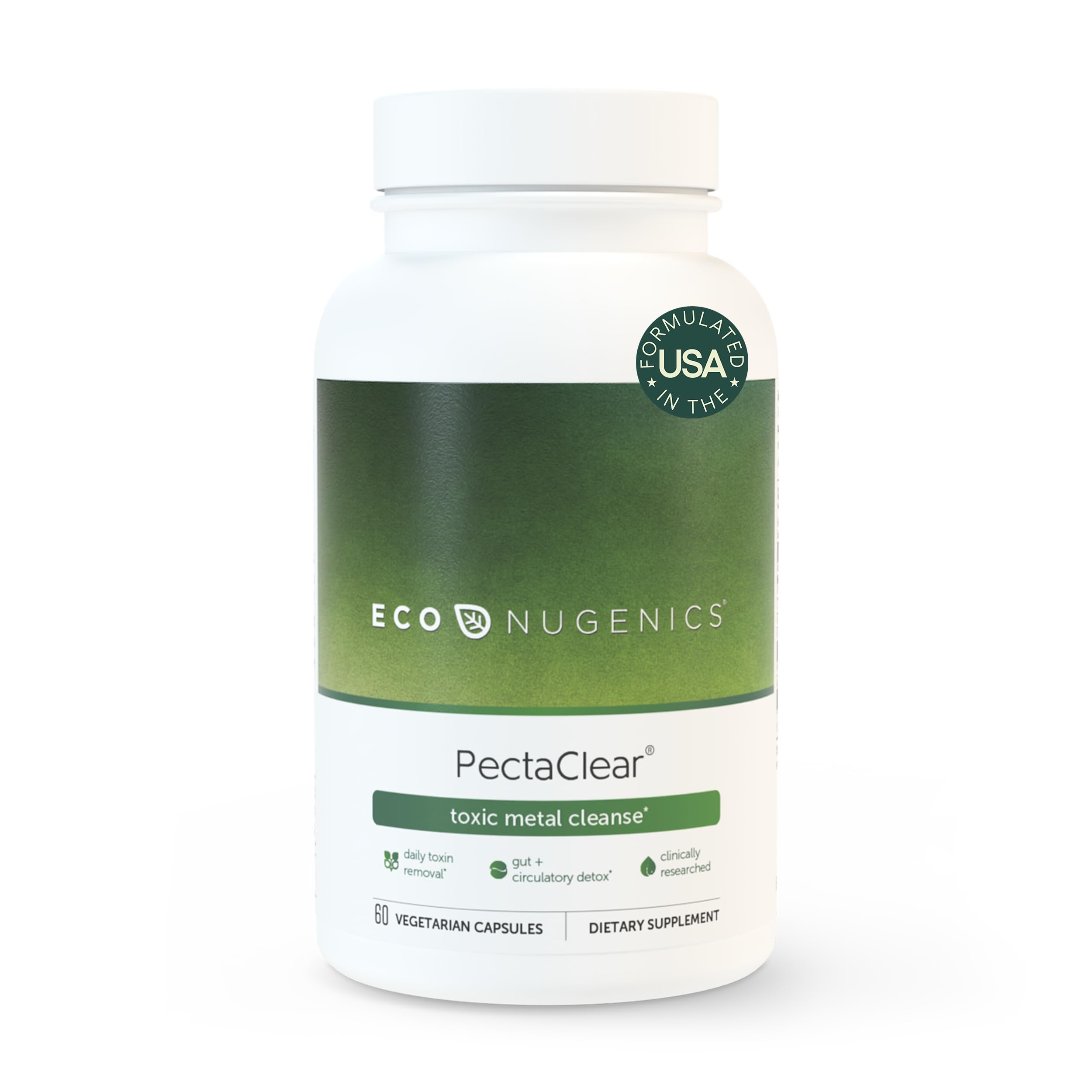 EcoNugenics PectaClear bottle front showing natural detox support for daily wellness