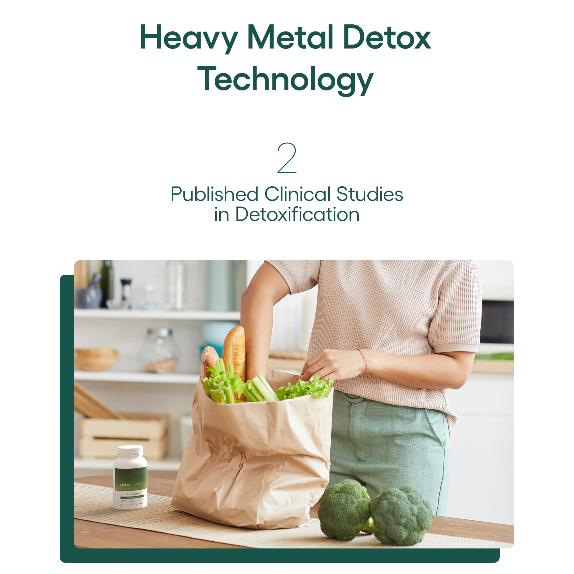 EcoNugenics PectaClear label detail highlighting premium detox ingredients