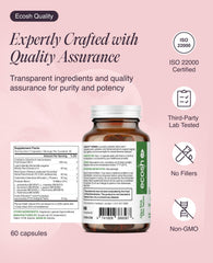 Ecosh herbal blend with Red Clover and Calendula shown for hormonal balance.