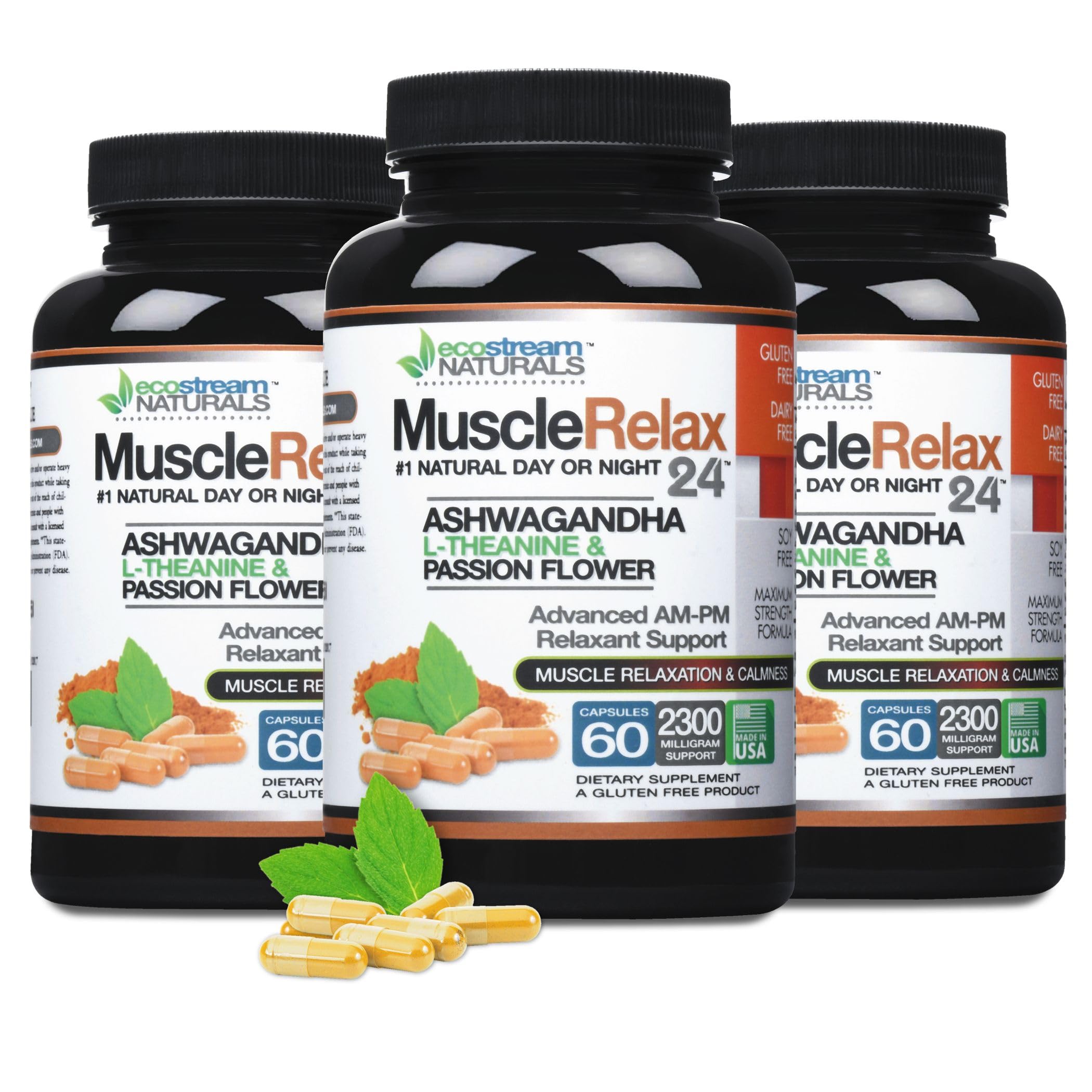 ecostream Naturals Relaxant bottle front shows large capsules for daily comfort.