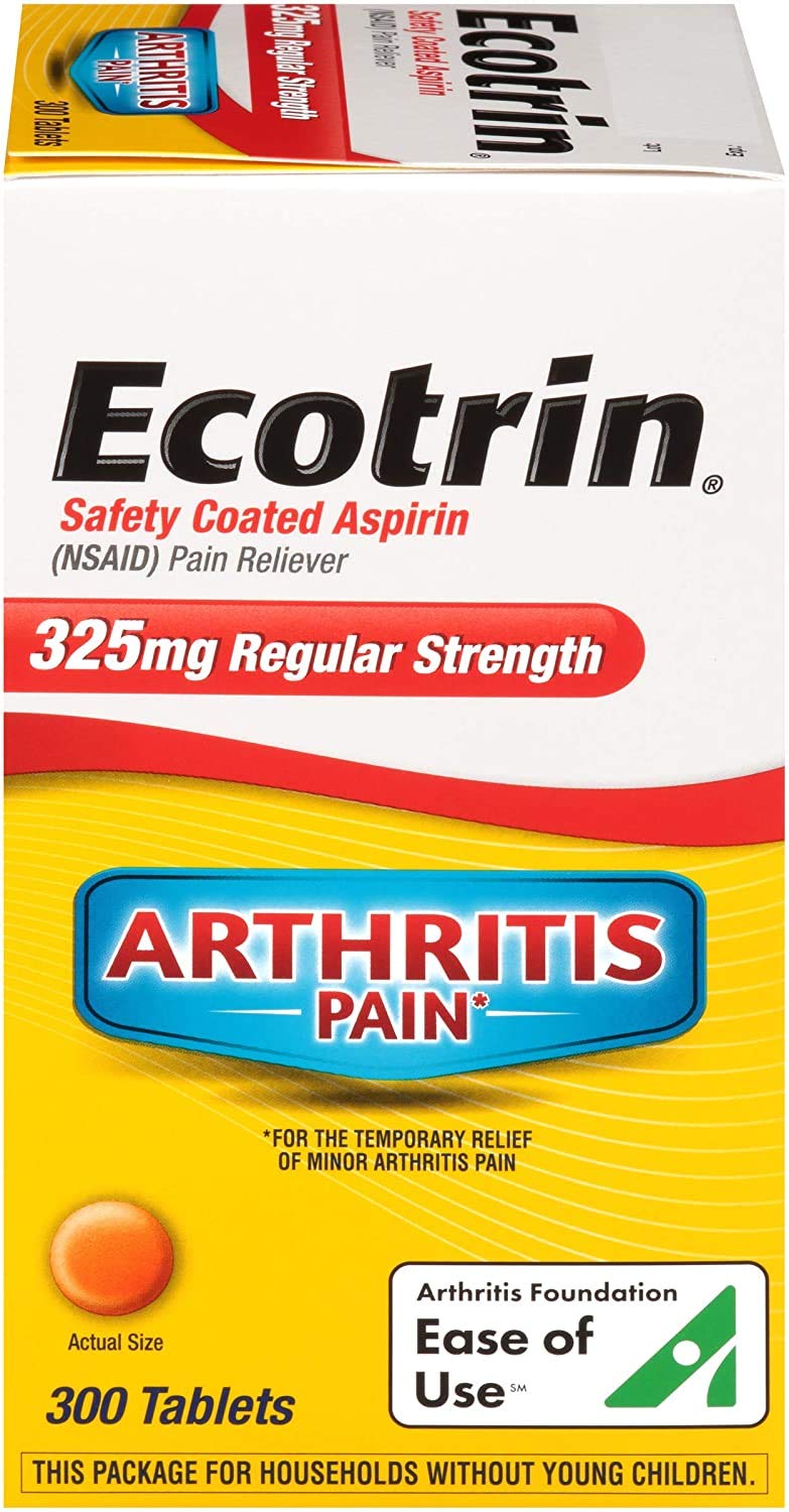 Ecotrin Regular Strength safety coating close-up highlights protection of the stomach lining.