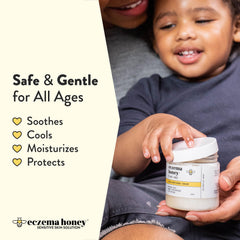 Cream being spread on skin to calm dryness and irritation