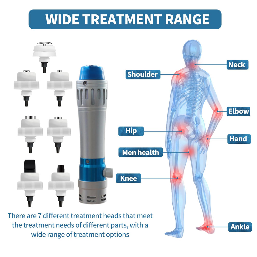 ED Shockwave Machine blue silicone heads for comfortable muscle relief at home