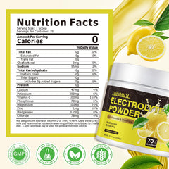 EDBOBOU Lemon Electrolyte powder ready to scoop into shaker bottle.