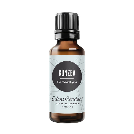 Edens Garden Kunzea essential oil bottle close-up for pure aroma