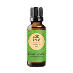 Edens Garden Aches and Pains bottle with a calming aroma for family use