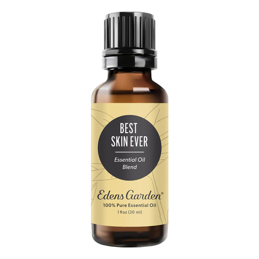 Edens Garden Best Skin Ever bottle front view, skin-nourishing aromatherapy blend