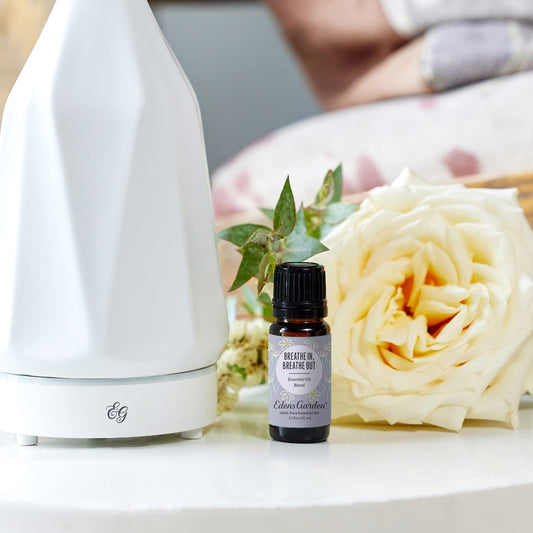 Edens Garden Breathe In Breathe Out diffuser in use for calming aroma