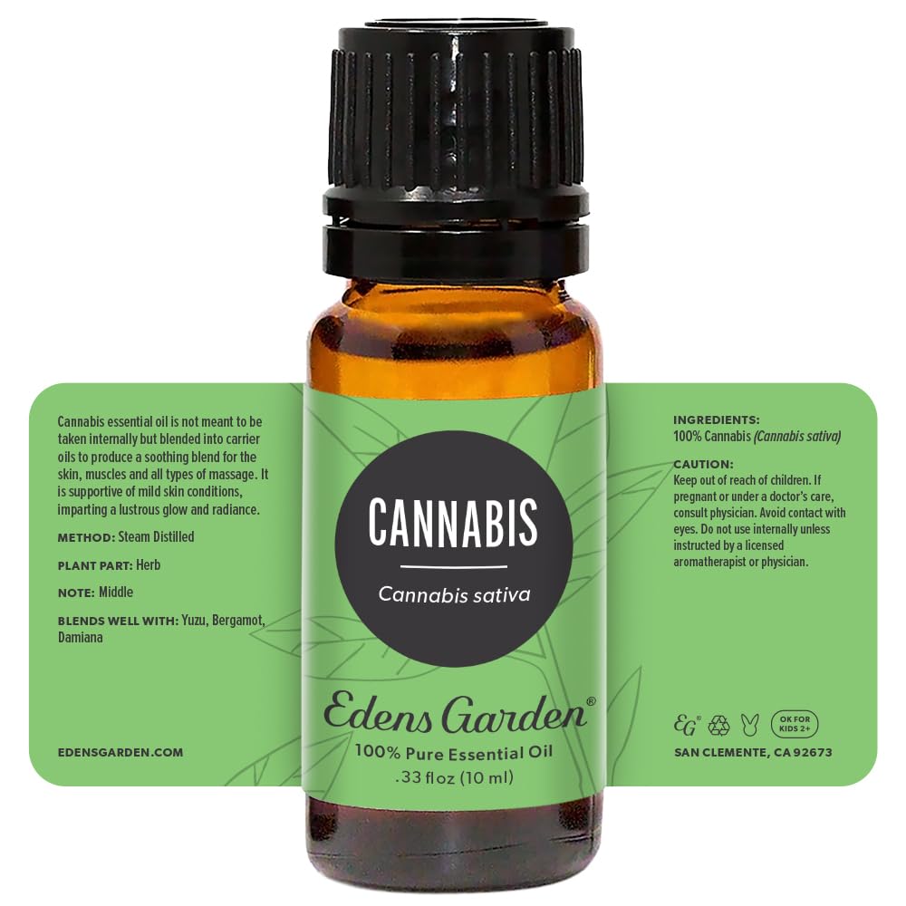 Edens Garden Cannabis Essential Oil packaging and label reflecting purity