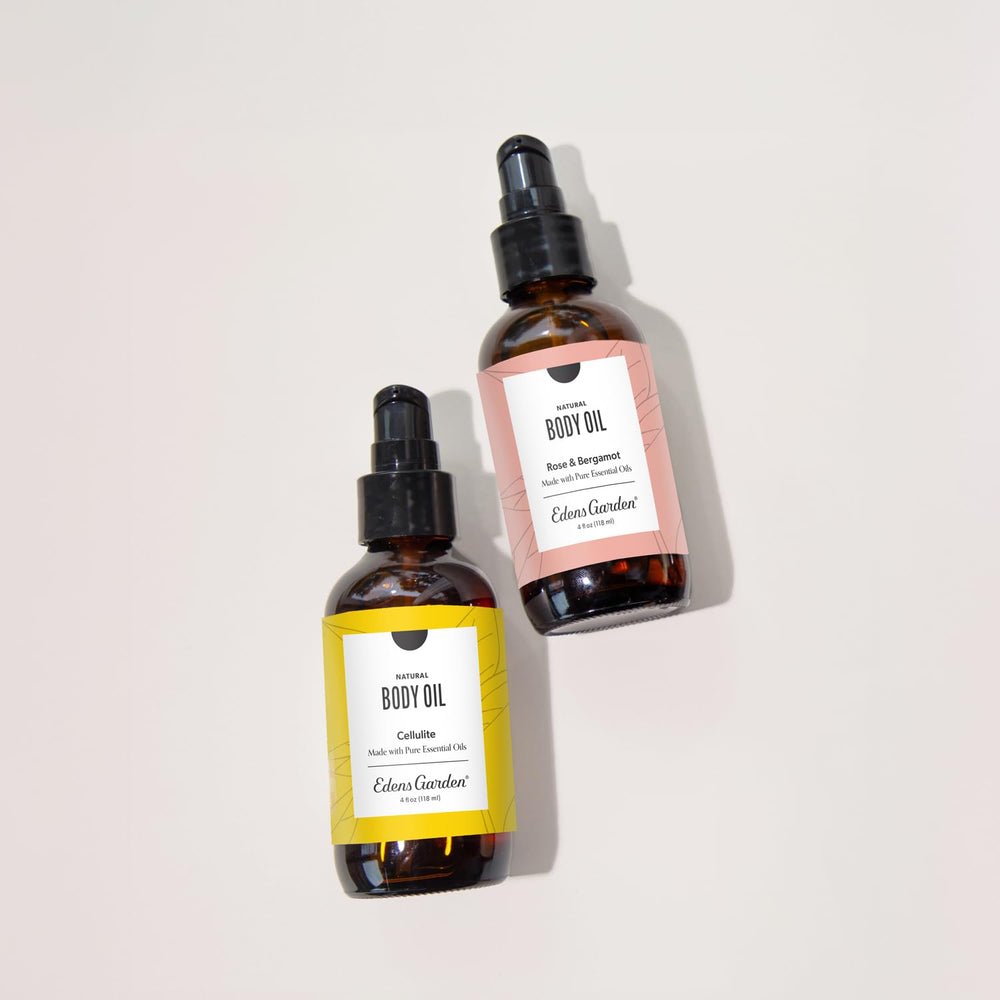 Edens Garden cellulite oil ingredients blend close-up highlights Camellia Seed and Vitamin E
