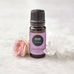 Edens Garden Cistus essential oil drops close-up for skin care use.