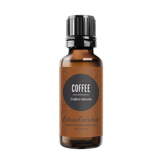 Edens Garden Coffee Essential Oil bottle with rich aroma for diffusion and blending