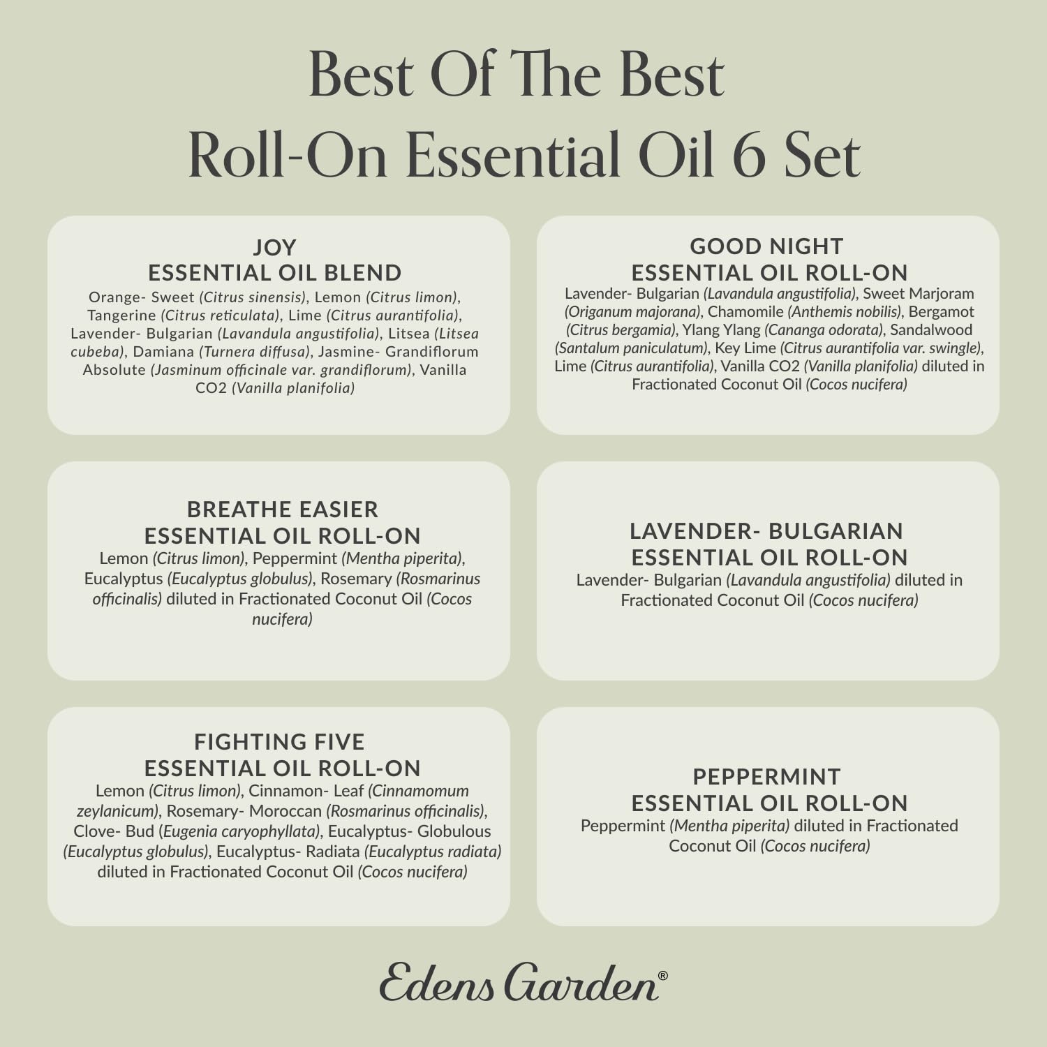 Edens Garden dark glass bottles protect oil integrity during storage.