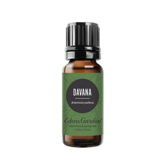Edens Garden Davana essential oil bottle shows purity and compact design.