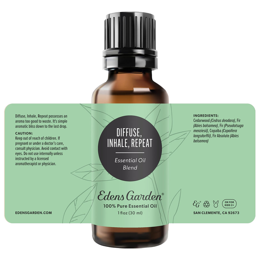 Edens Garden Diffuse, Inhale, Repeat packaging and branding on box