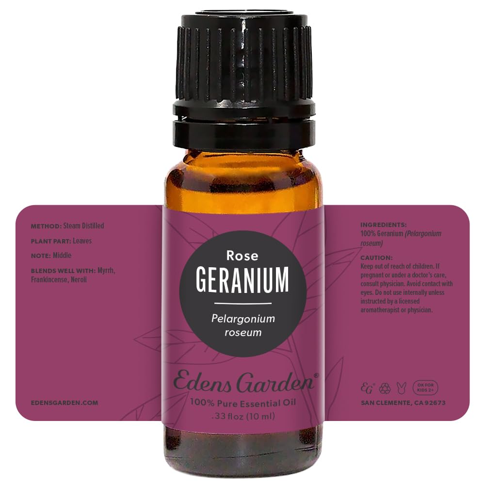 Edens Garden Geranium-Rose ingredients and batch information visible