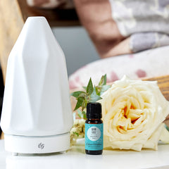 Edens Garden Germ Ease diffuser session captures a relaxing aromatherapy moment