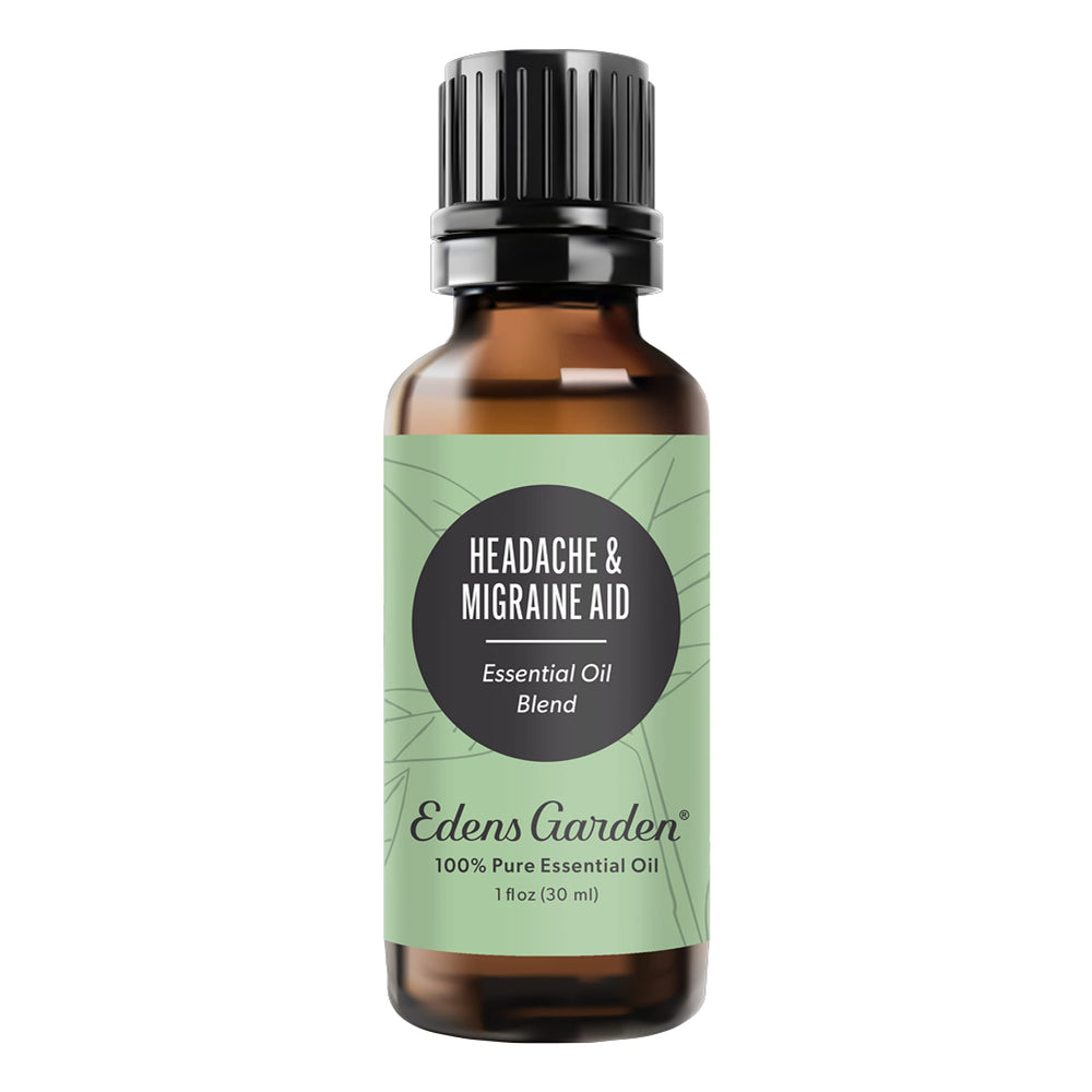 Edens Garden Headache & Migraine Aid bottle—calming aromatherapy for gentle relief
