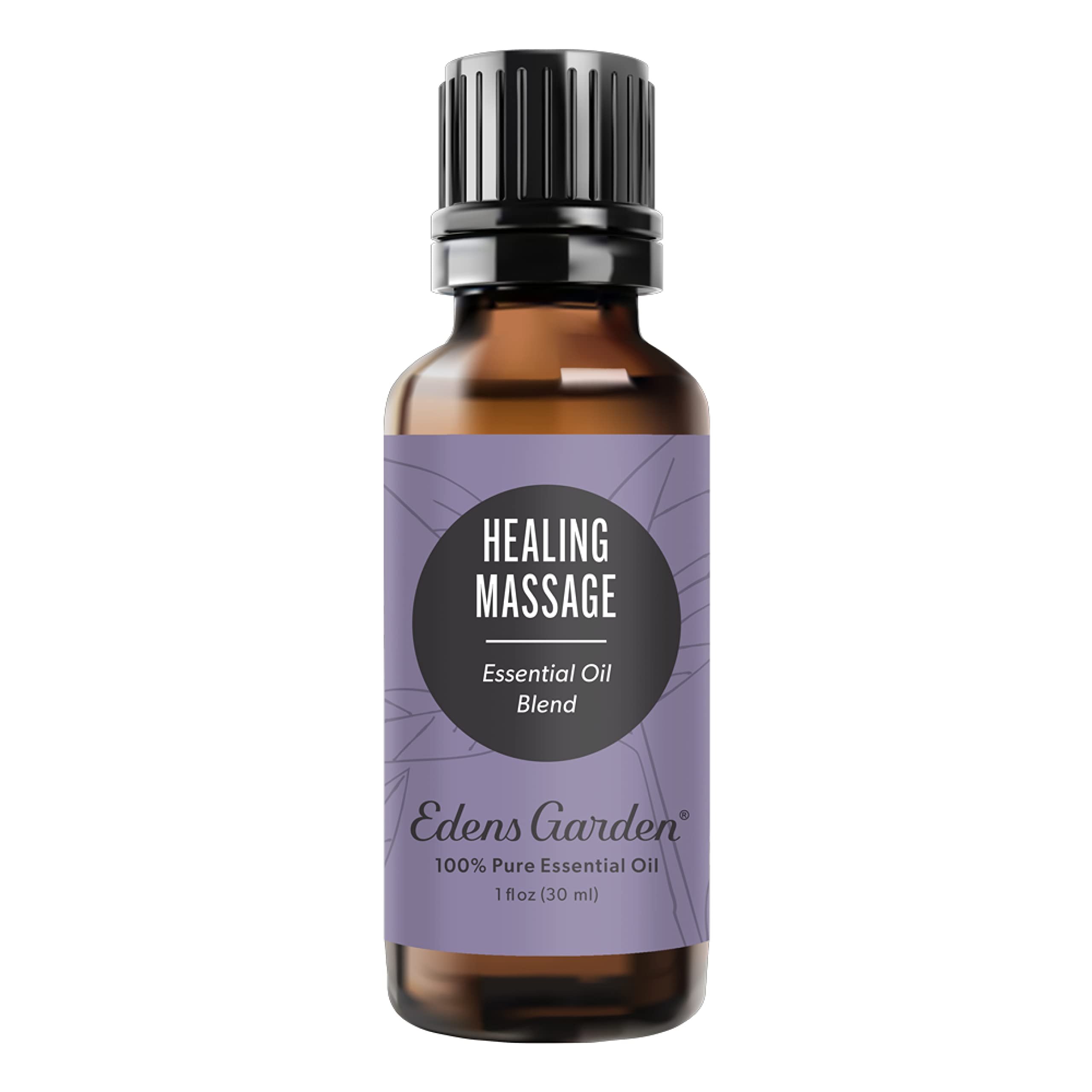 Edens Garden Healing Massage Oil bottle close-up for relaxing massage