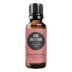 Edens Garden Home Sweet Home bottle close-up, showcasing pure aromatherapy versatility.