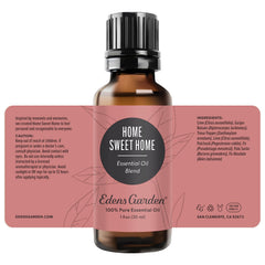 Edens Garden Home Sweet Home label detail with batch information.