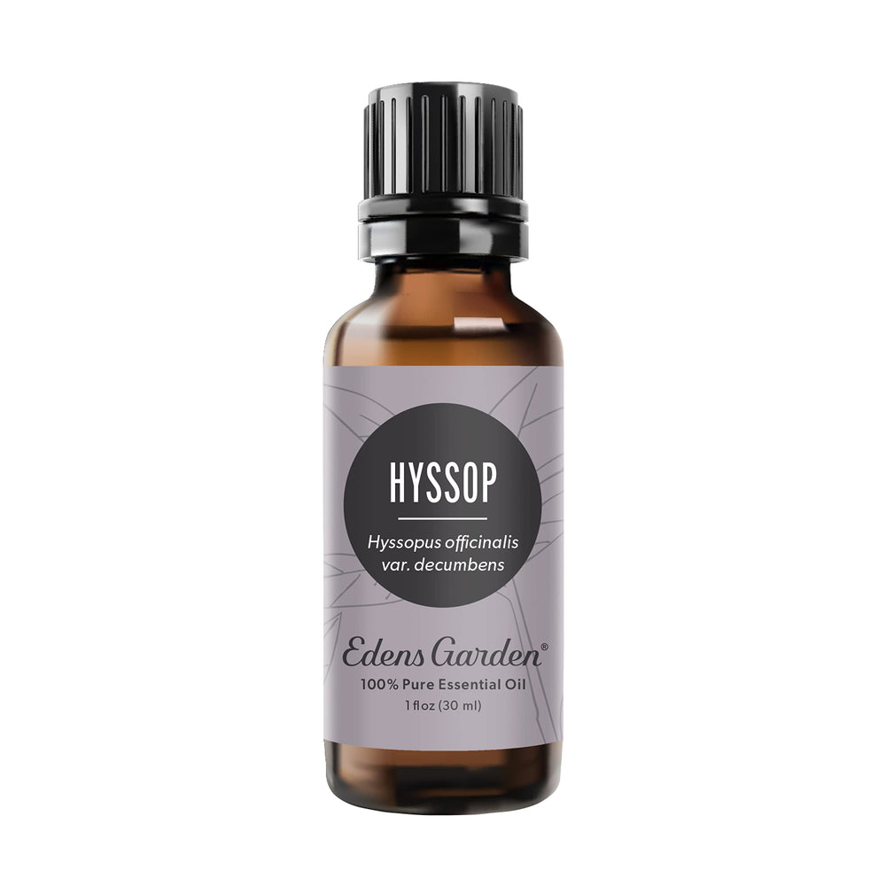 Edens Garden Hyssop oil bottle for pure aromatherapy and diffusion.