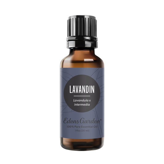 Edens Garden Lavandin oil bottle for diffusion, promoting relaxation and a soothing atmosphere.