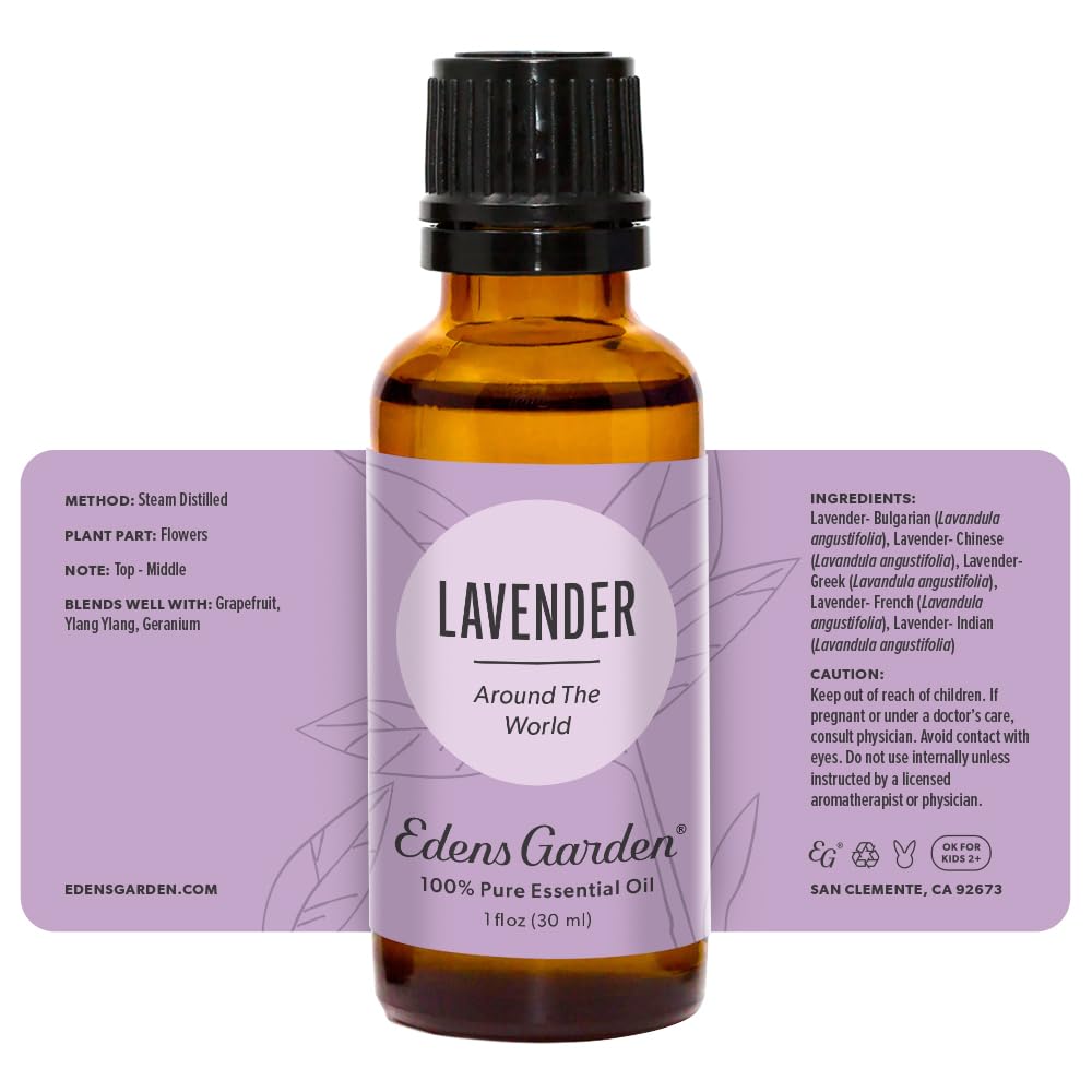 Edens Garden brand logo with Lavender Around The World packaging
