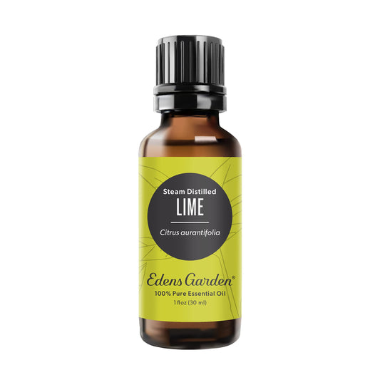 Edens Garden Lime steam distilled bottle ready to diffuse for a bright citrus aroma.