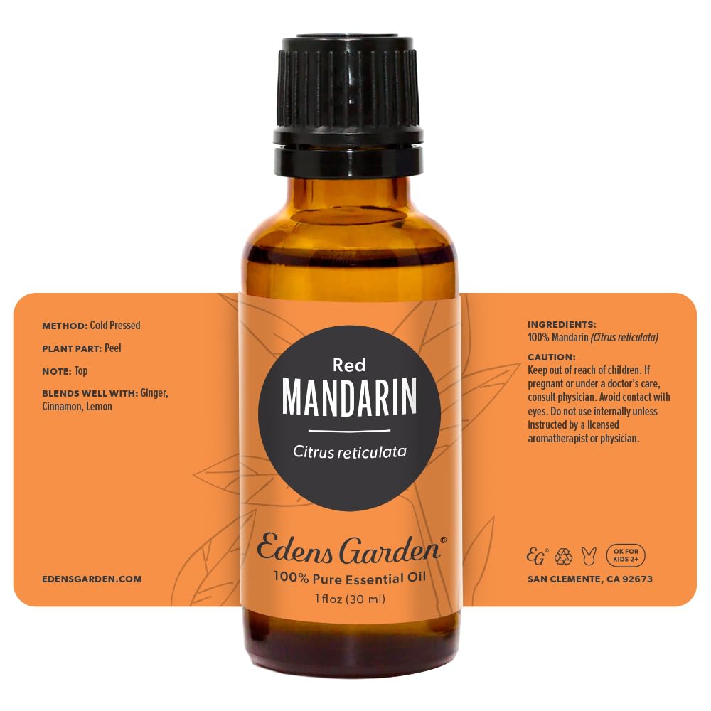 Gift-ready Edens Garden Mandarin-Red packaging for aromatherapy lovers.
