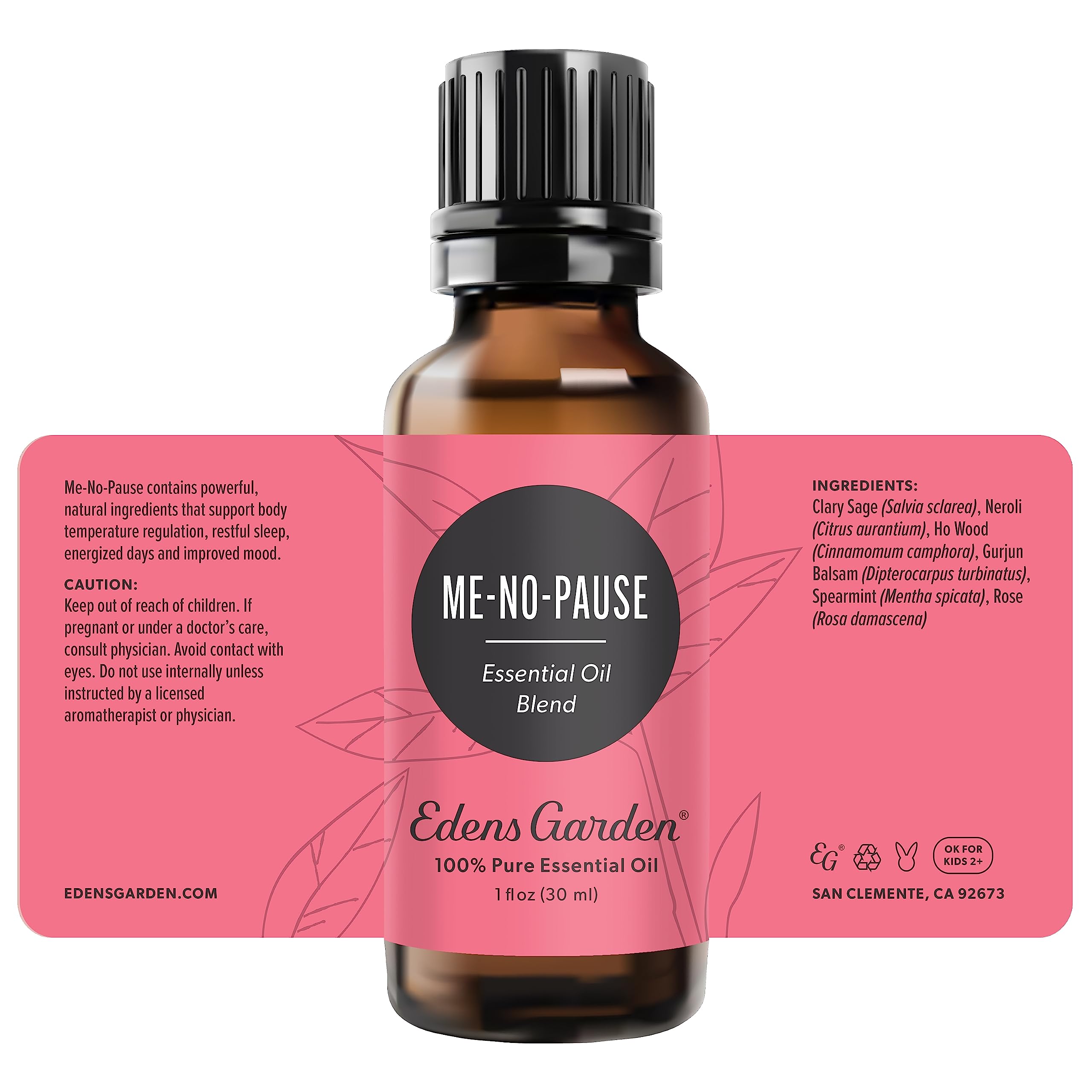 Edens Garden Me-No-Pause rose Otto bottle showcases luxurious bloom.