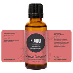 Edens Garden Niaouli essential oil packaging and design.