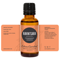 Edens Garden Ravintsara collection display highlights versatile aromatherapy options