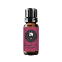 Edens Garden Rose Otto essential oil bottle close-up highlighting pure floral aroma