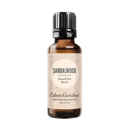 Edens Garden Sandalwood Around the World bottle for diffuser aromatherapy.